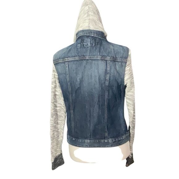 Express Jeans Sweater Denim Jacket Hooded Button Front Size Small - Picture 3 of 8